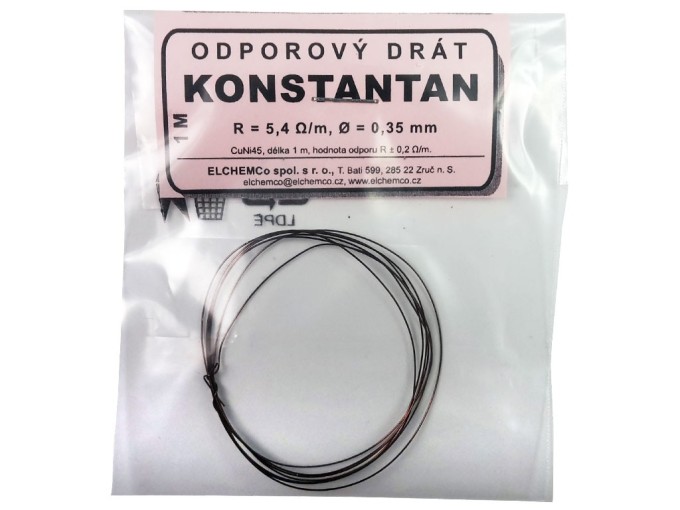 KONSTANTAN odporový drát 5,4 Ω/m, průměr 0,35 mm, délka 1 m