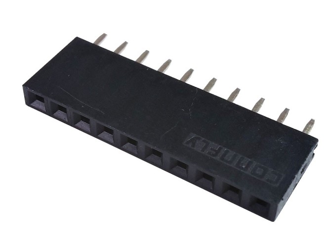 Přímá 10pinová zásuvka do PCB s roztečí 2.54 mm