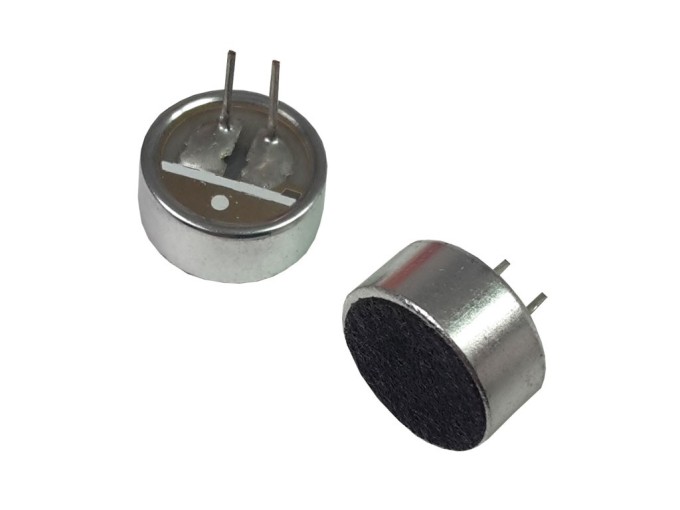 Elektretový mikrofon 40-15000Hz, 1,5V, 1,5kΩ, 0,5mA, průměr 9,7x4,5mm