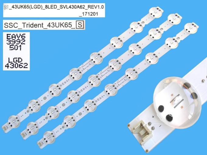 Sada LED podsvícení 445mm pro LG 43UK65 s 3 kusy