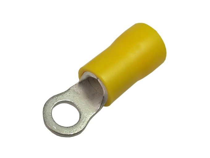 Krimpovací očko M4 na kabel žluté, průřez 4-6 mm²