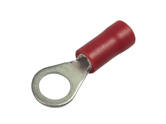 Krimpovací očko M5 na kabel, červené, izolované