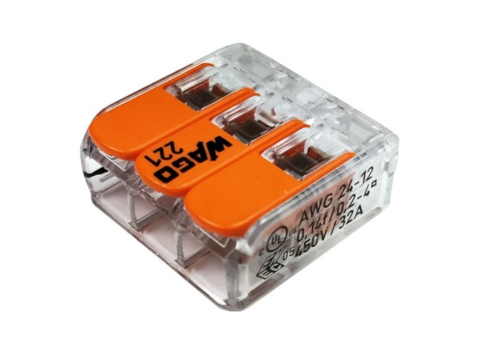 Krabicová svorka WAGO 221-413 s páčkami 3x4 mm²