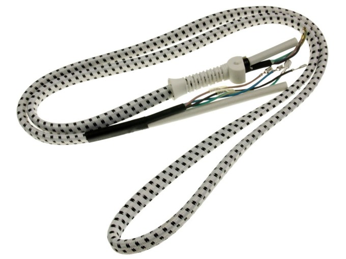 Síťový kabel s hadičkou pro napařovací žehličku 2m, 4 žíly, textilní opletení