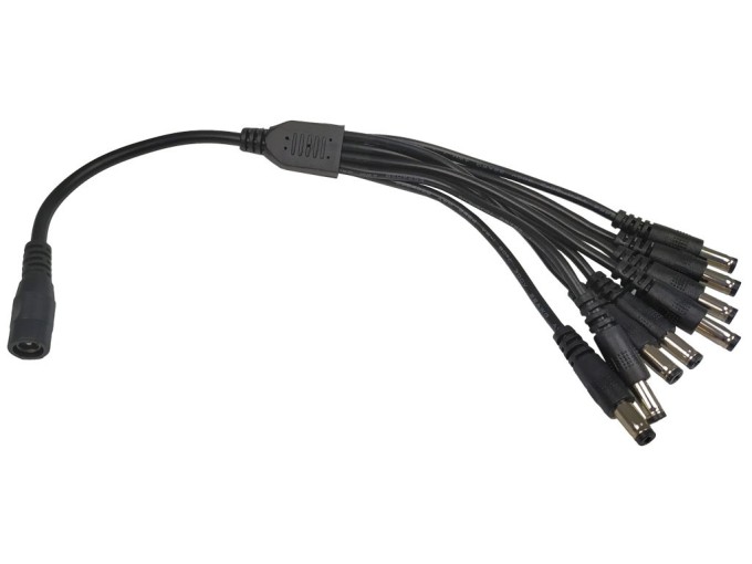 Y-kabel rozbočovací s 5.5 x 2.1mm konektory, 1 zásuvka a 8 zástrček