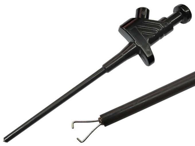 Bezpečnostní měřicí hrot na banánek 4 mm, 1 kV, 2 pružiny, černý