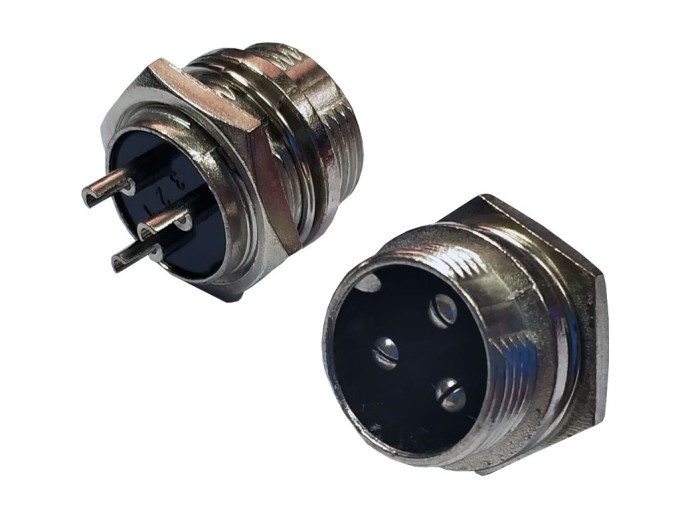 DIN mikrofonní panelový konektor samec 3 pin 16 mm