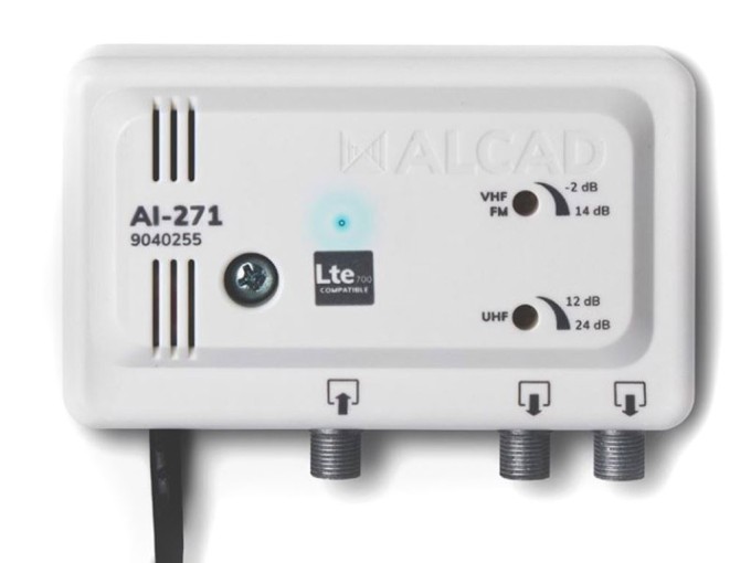Domovní anténní zesilovač ALCAD AI-271 1 vstup 2 výstupy s LTE700 filtrem