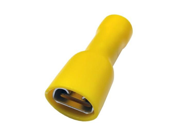 Krimpovací Faston konektor 6,3 mm s žlutou izolací - zásuvka