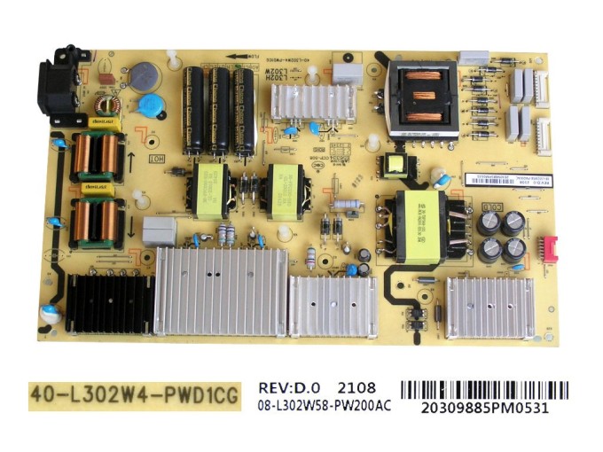 Napájecí zdrojová deska LCD modulu TCL 08-L302W58-PW200AC / 40-L302W4-PWD1CG