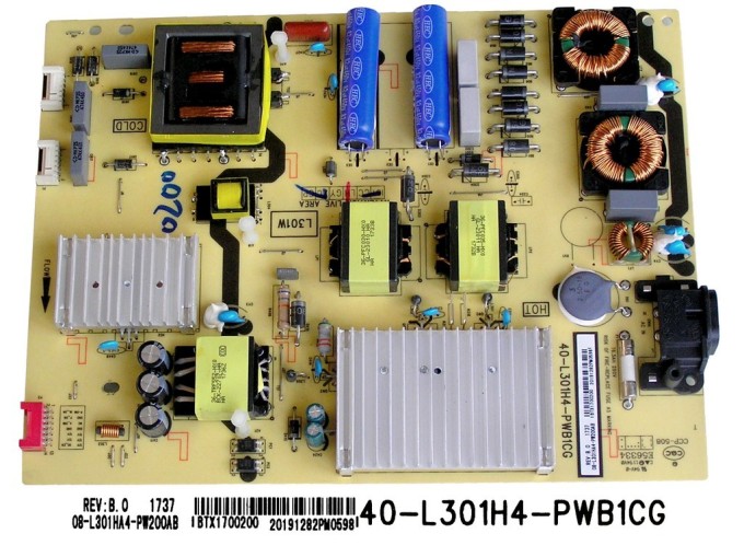 Napájecí zdrojová deska LCD modulu Thomson 08-L301HA4-PW200AB / 40-L301H4-PWB1CG