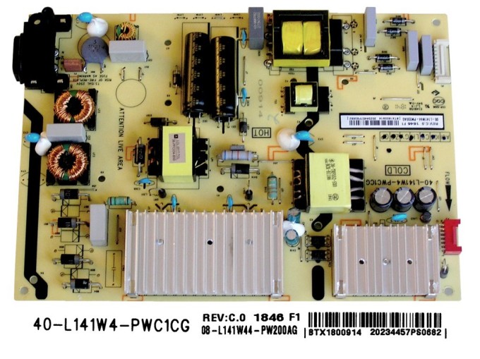 Napájecí zdrojová deska LCD modulu TCL 08-L141W44-PW200AG / 40-L141W4-PWC1CG