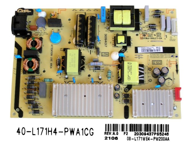 Napájecí zdrojová deska LCD modulu TCL 08-L171WE4-PW200AA / 40-L171H4-PWA1CG