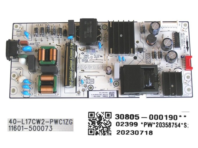 Napájecí zdrojová deska LCD modulu TCL 30805-000190 / 40-L17CW2-PWC1ZG / 11601-500073