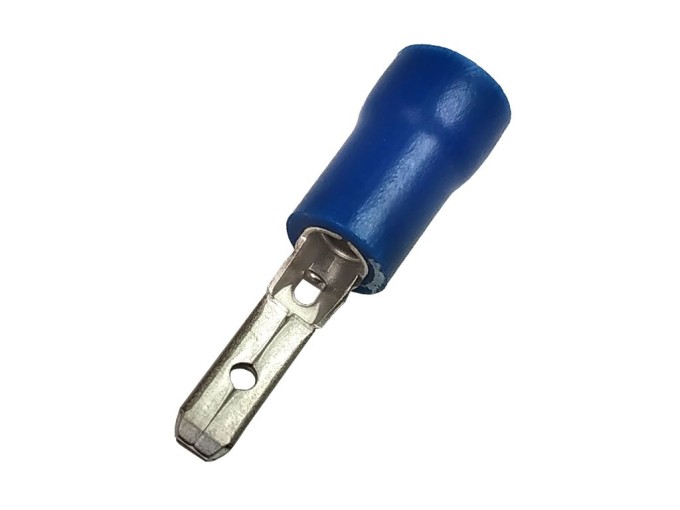 Krimpovací Faston konektor 2,8 mm s modrou izolací – zástrčka