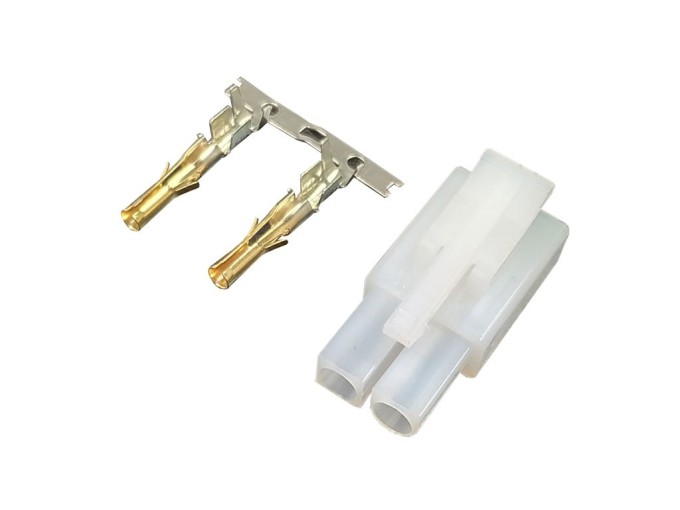 Samice napájecí konektor Tamiya 2p, zlacené kontakty, rozteč 6,2 mm