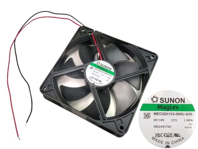 Axiální DC ventilátor 120x120x25mm 12V 161mA Sunon MEC0251V3-000U-A99
