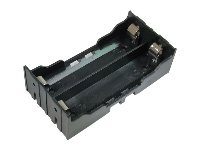 Držák na 2 baterie 18650 vedle sebe s vývody pro PCB