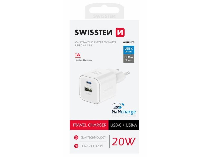 USB nabíječka SWISSTEN 20W s Power Delivery a Quick Charge