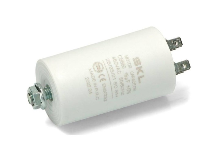 Motorový rozběhový kondenzátor 16 µF 450V s faston konektory 6,3 mm CBB60
