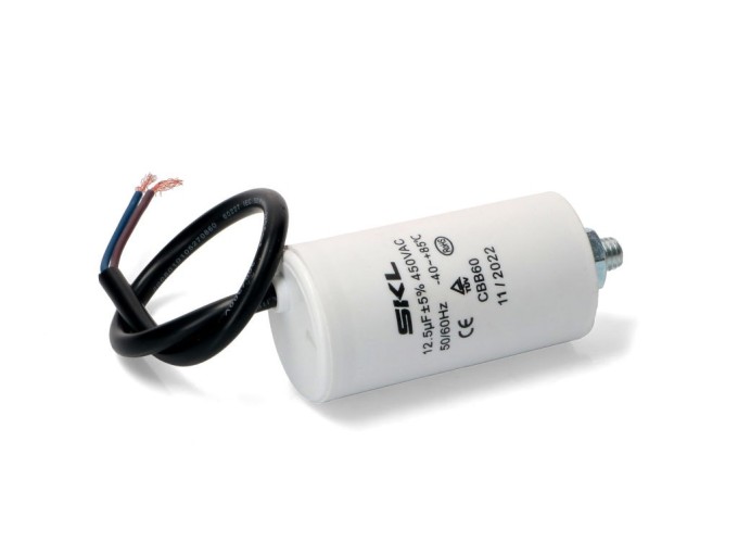 Motorový rozběhový kondenzátor 12,5 µF 450V s kabelem 25 cm CBB60