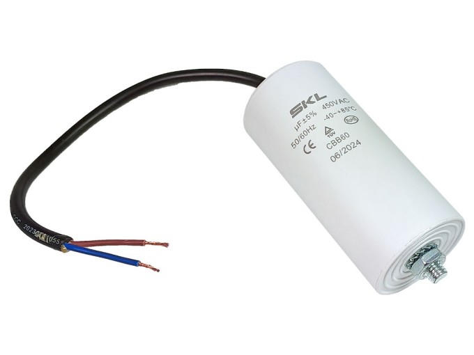 Motorový rozběhový kondenzátor 25 µF 450V CBB60 s kabelem 25 cm