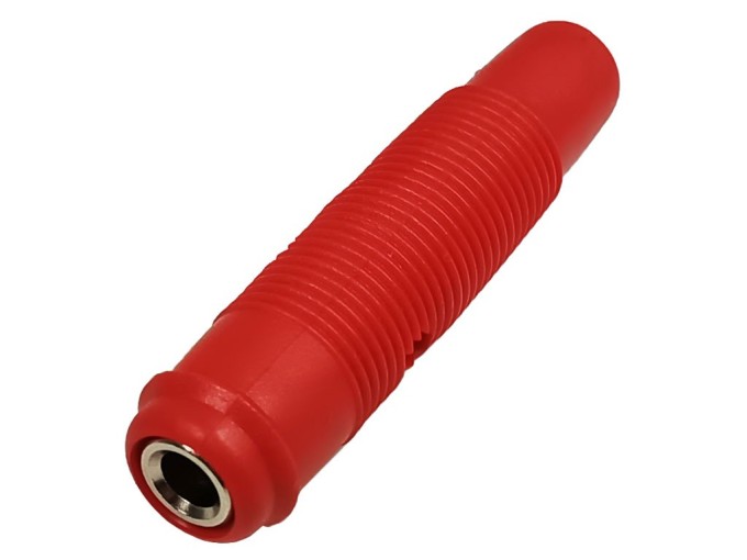 Kabelová zdířka banánek 16A červená samostatná 4mm