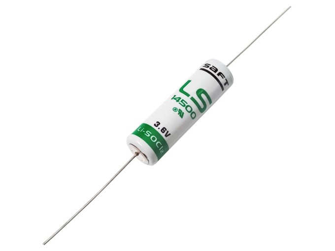 Lithium-thionyl chloridová baterie SAFT LS14500CNA 3,6V 2600mAh s pájecími vývody