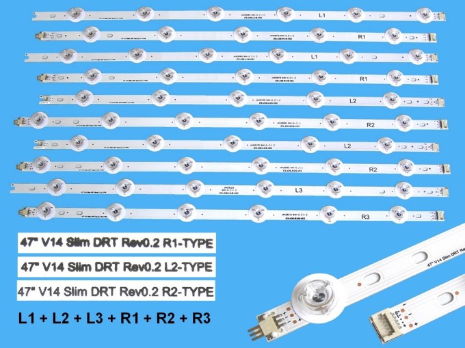 LED podsvícení sada pro LG 47LB V14 Slim 3D LCD panel 10 pásků DLED TOTAL ARRAY