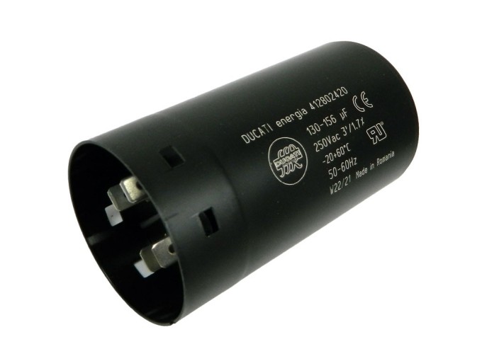 Motorový rozběhový kondenzátor 130-156 µF / 250 V s konektory