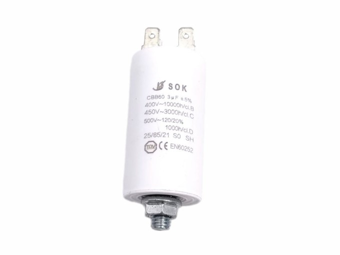 Rozběhový kondenzátor motoru 3 µF s konektory TC886DS