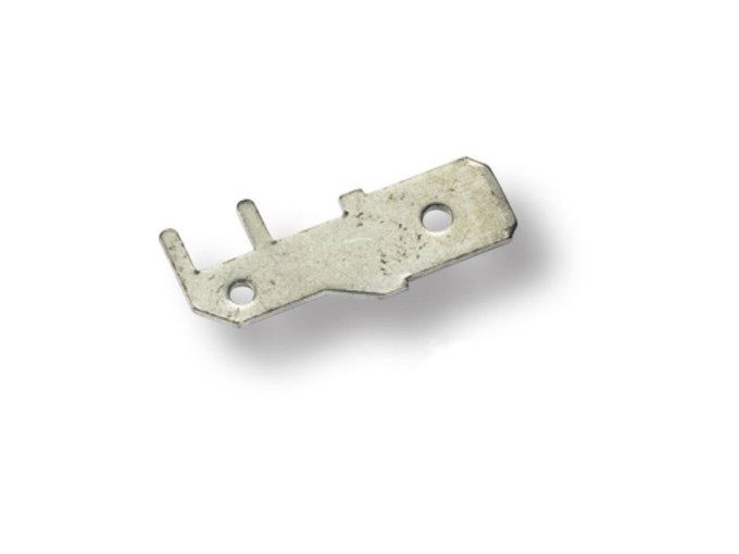 Faston kolík 6,3x0,8mm do PCB 90° z pocínované mosazi, RM 5mm