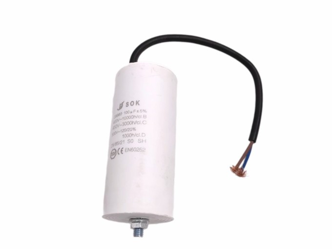 Rozběhový kondenzátor motoru 100mF s kabelem 55x121mm