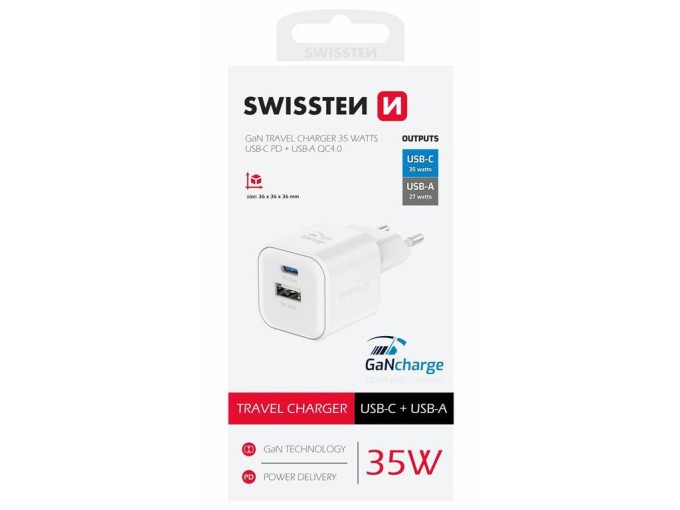 Power Delivery nabíječka 35W USB-C a USB-A bílá