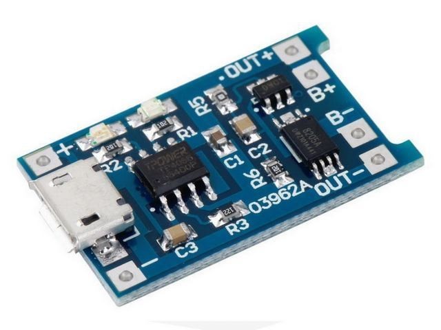 Modul nabíjení Li-ion baterií TP4056 s ochranou a mikro USB konektorem
