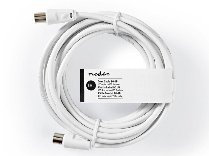 Anténní koaxiální kabel účastnický 5 m bílý