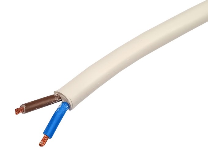 Síťový kabel 2x1,5 mm² lanko H05VV-F PVC bílý metráž