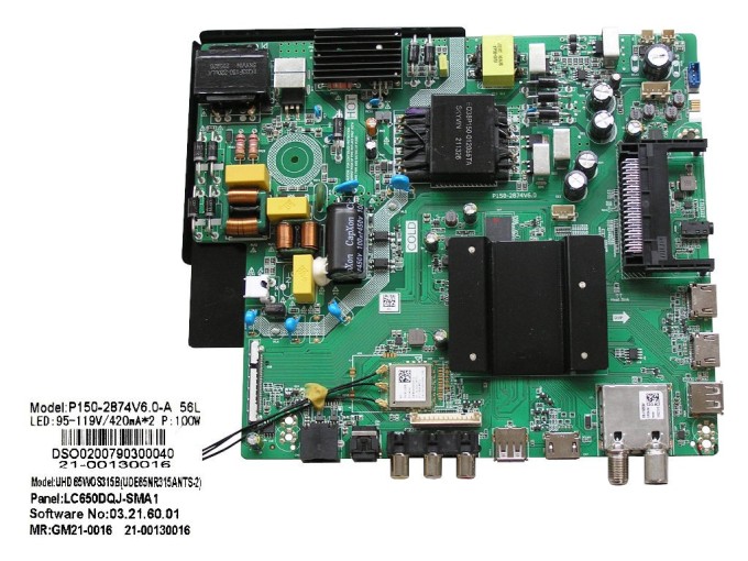 Základní deska LCD LED modulu VOX UHD 65WOS315B Main Board P150-2874V6.2