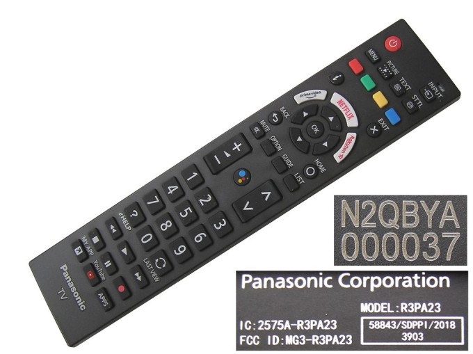 Originální dálkový ovladač Panasonic model R3PA23 N2QBYA000037