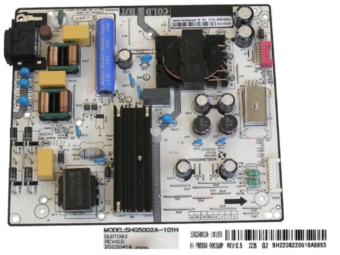 Napájecí zdrojová deska LCD modulu 81-PBE050-H002ABP / SHG5002A-101H / CQC14134104969 Panasonic TZZ00003301A