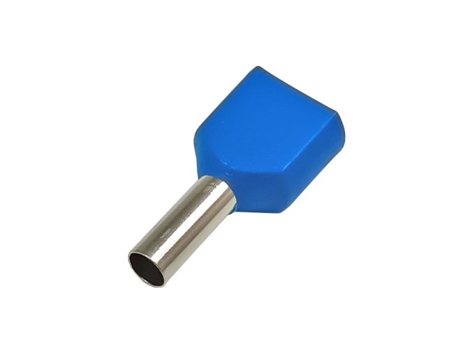 Izolovaná krimpovací dutinka dvojitá modrá 2 x 2,5 mm², 10 ks