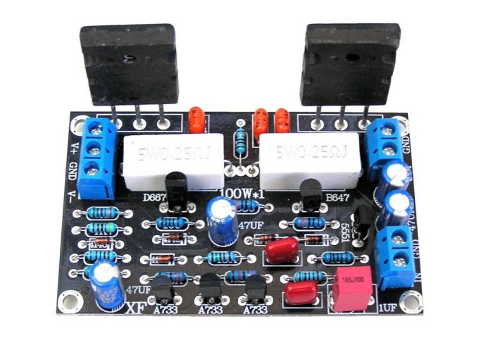 100W NF mono zesilovač modul s tranzistory 2SC5200 a 2SA1943