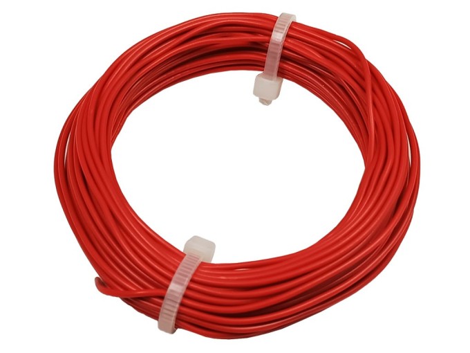 Měděný vodič Cu 0,5 mm s PVC izolací, červený, 10 m