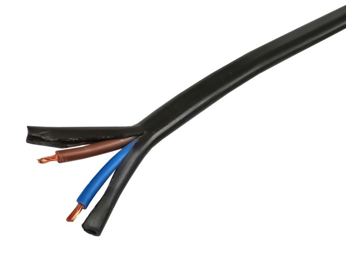 Síťový kabel 2x0,75 mm² lanko H03VVH2-F, PVC izolace, černý, metráž