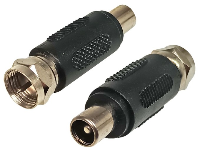 Redukce napájení DC 5,5 x 2,1 mm na F konektor samec