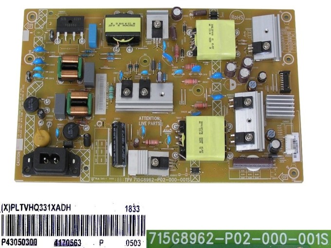 Napájecí zdrojová deska LCD modulu Philips PLTVHQ331XADH 715G8962-P02-000-001S