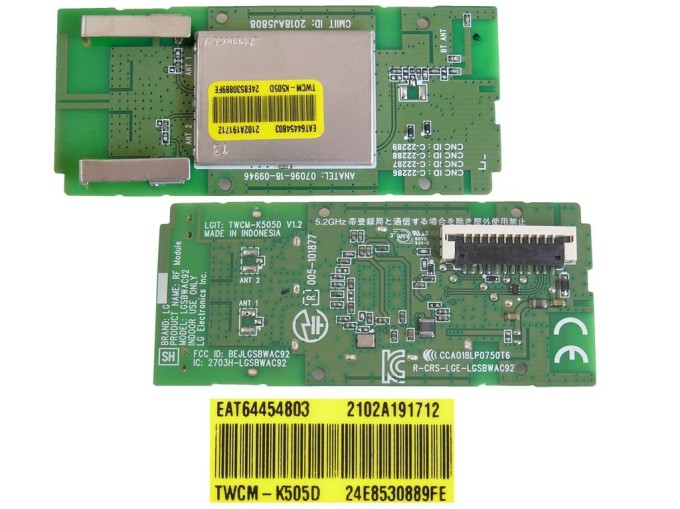 WiFi a Bluetooth modul pro LCD LED TV LG EAT64454803 / LGSBWAC92 / TWCM-K505D V1.2