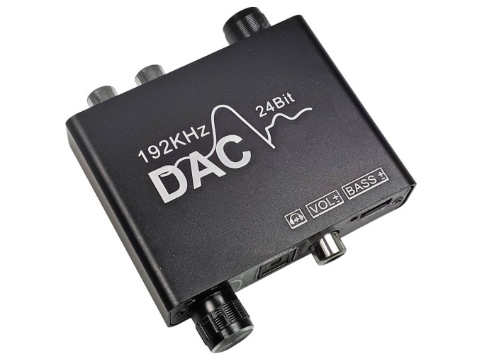 Digitální audio převodník 1x Toslink/SPDIF na 2x RCA a sluchátkový výstup s regulací
