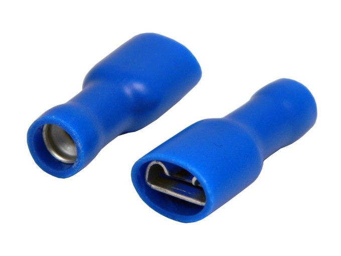 Krimpovací Faston konektor 6,3 mm zásuvka modrý