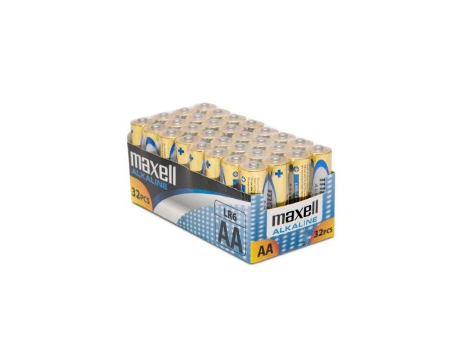 Alkalické AA baterie Maxell LR06 32 kusů